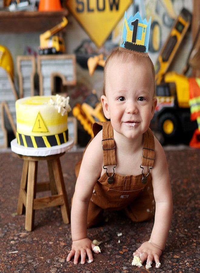 HGFC 1st Birthday Crown For Boys - Excavator Birthday Party Supplies，1st Birthday Photo Shoot Props，Babys' Party Headwear For 1st Birthday，First Birthday Cake Smash Decor - Image 5